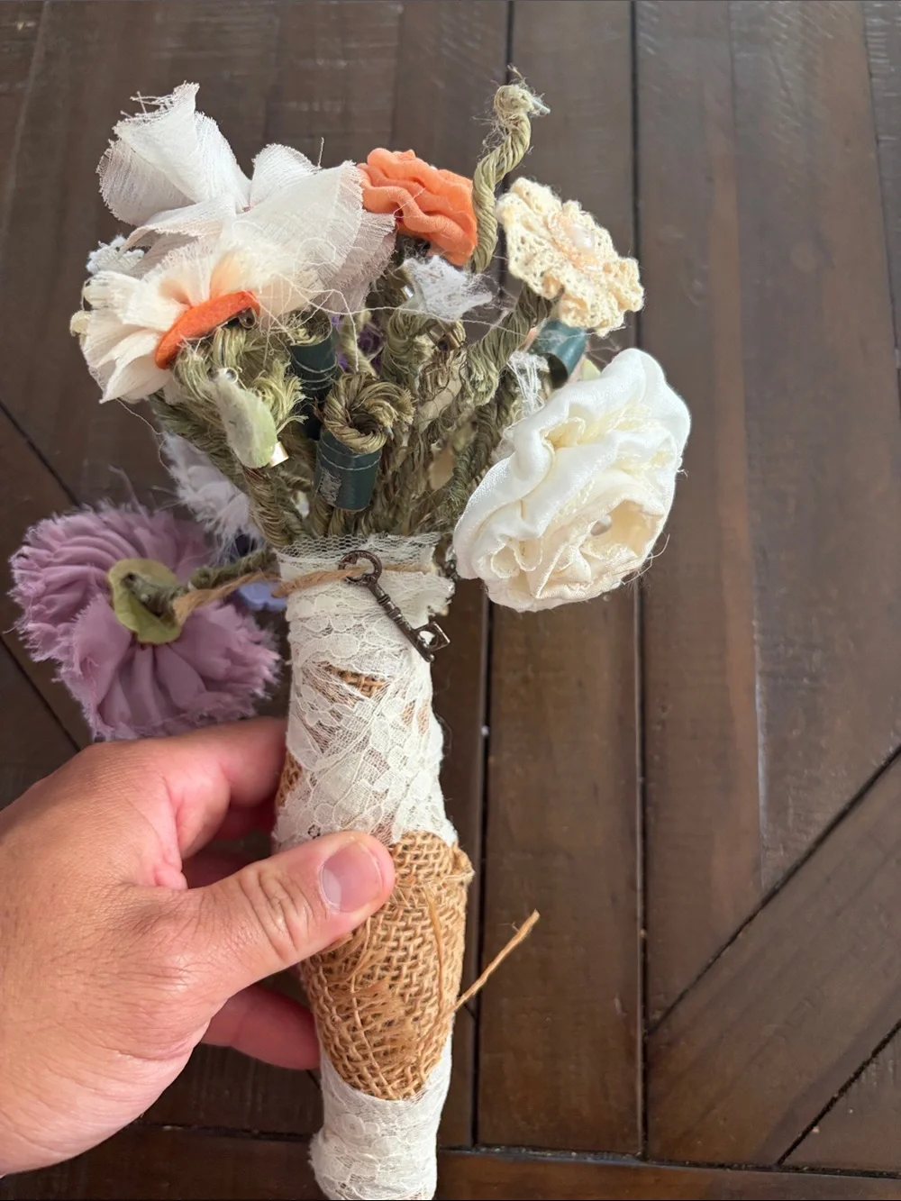 handmade autumn fall bouquet lace burlap